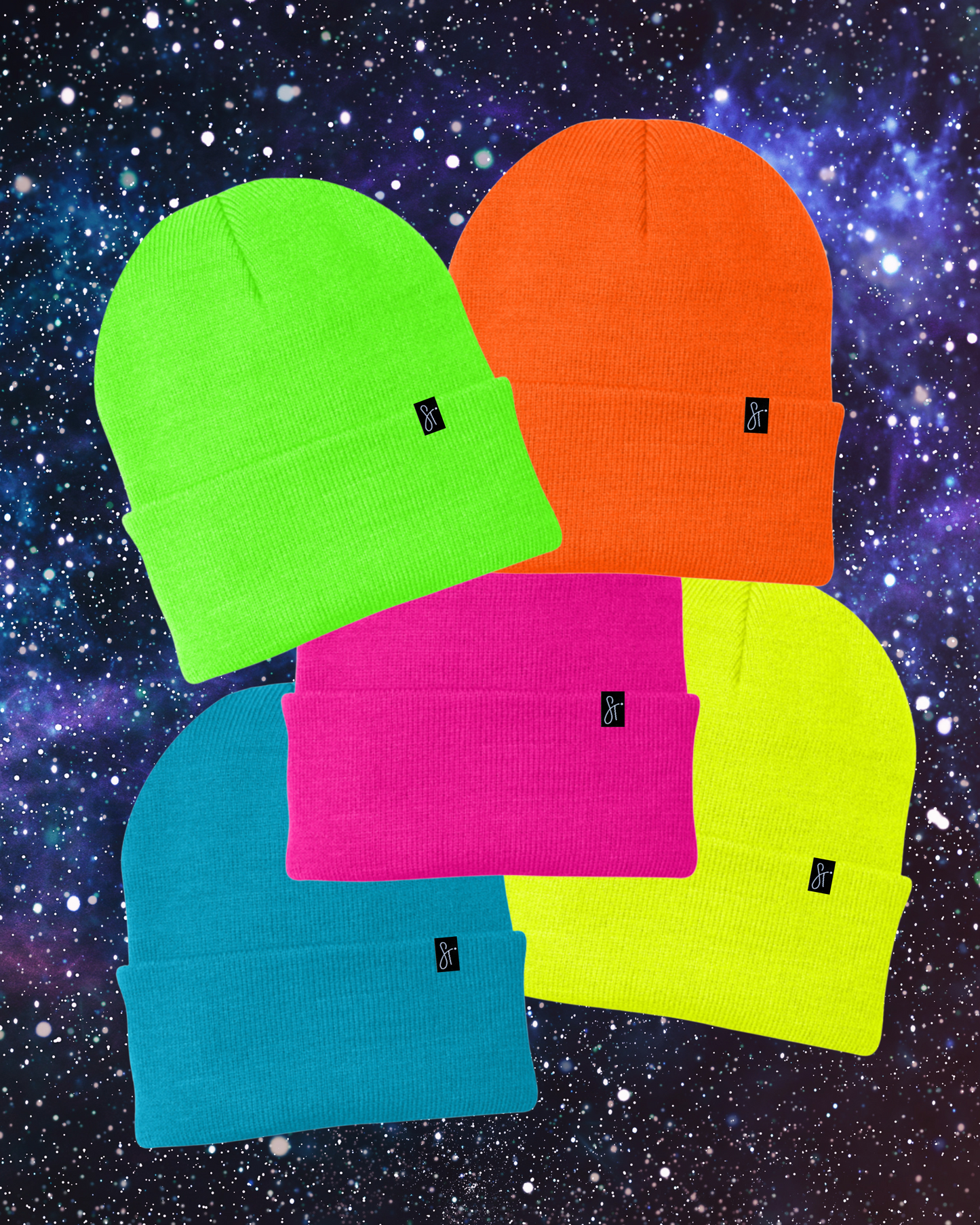 Electric Pop Pack – Branded Blank Beanies (5-Pack)